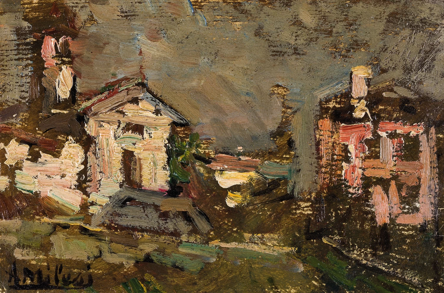 Paesaggio invernale con chiesa